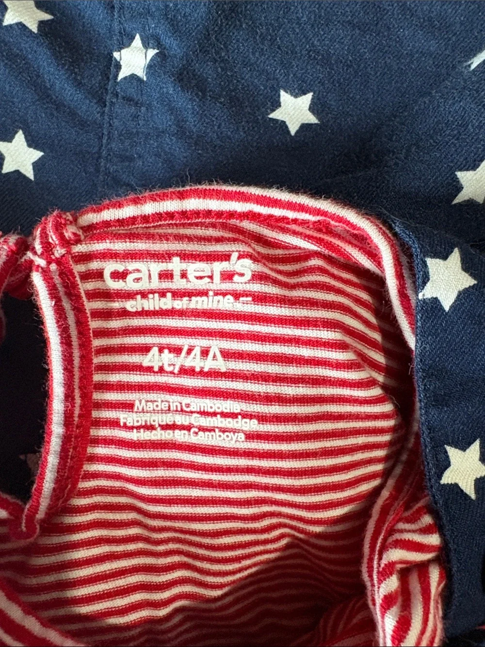 Carter's Navy Star Pinafore with Red Striped Tee